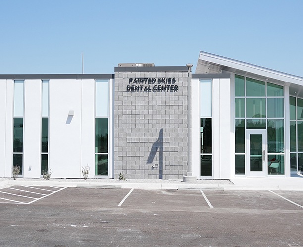 Outside view of the Painted Skies Dental Center office building