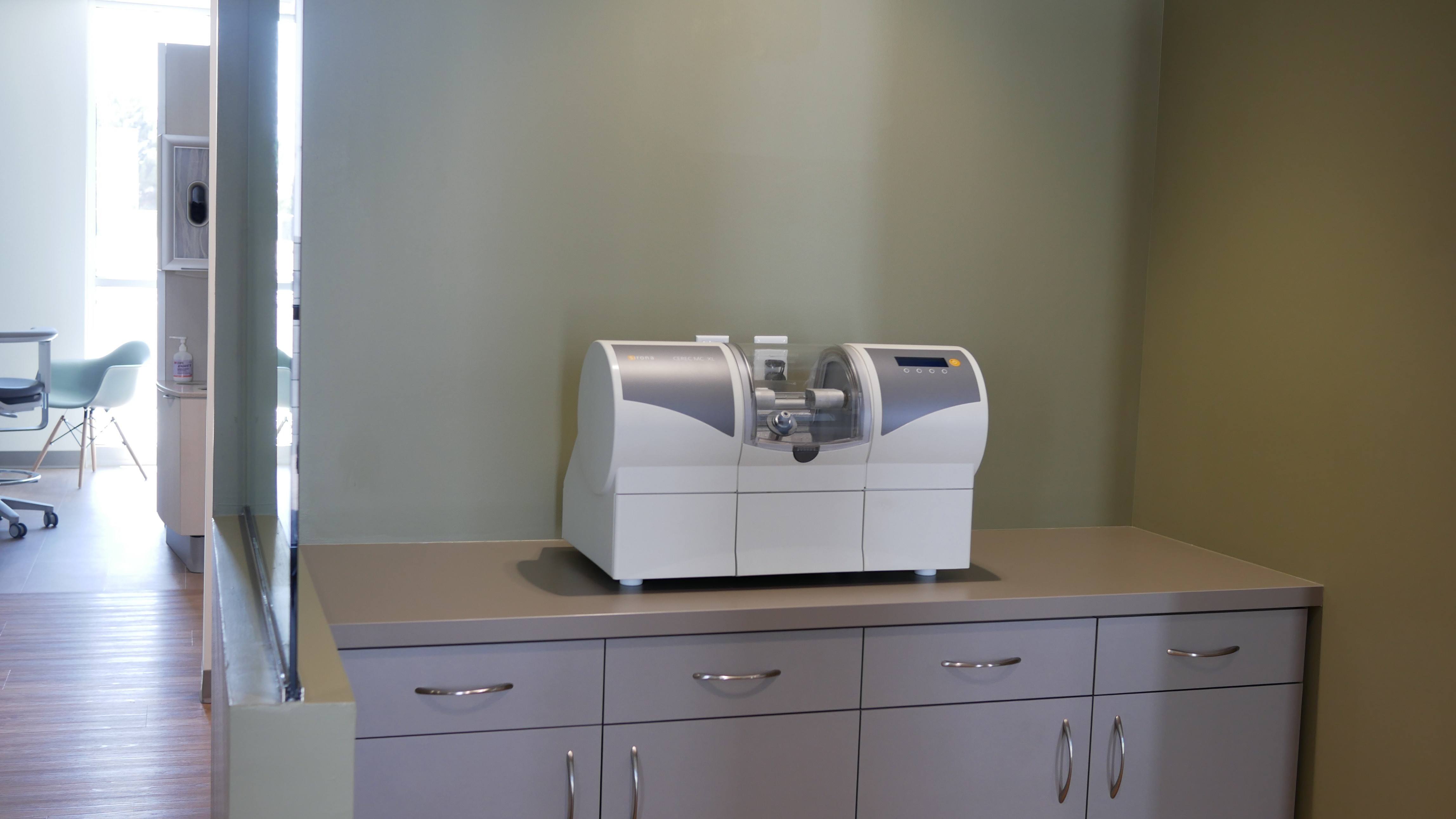 CEREC same day dentistry technology in dental lab and storage area