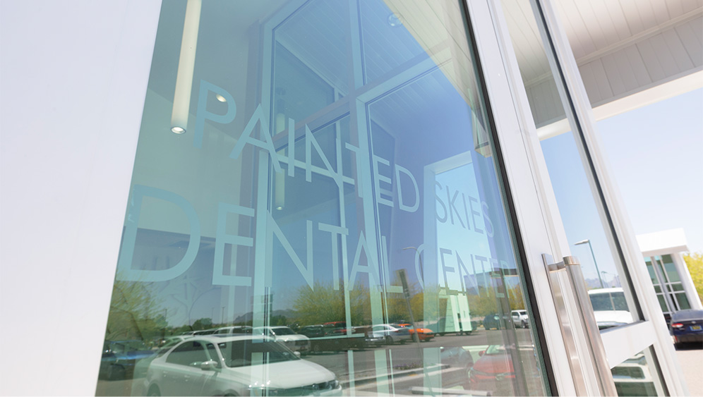 Entrance of the Painted Skies Dental Center office building