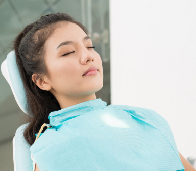 Patient relaxing under sedation dentistry