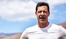 Man wears athletic sportsguard