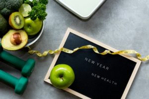 board that says "new year, new health"