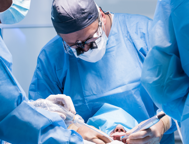 Patient undergoing dental surgery
